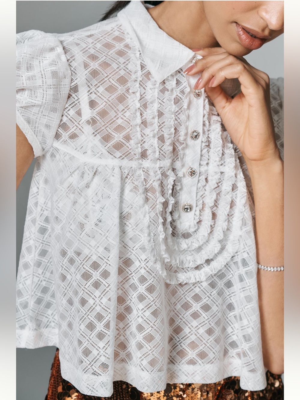 *Anthropologie Maeve White Puff-Sleeve Cropped Swing Top - Picture 2 of 5